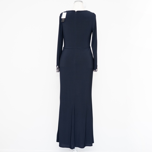 Betsy & Adam - Jersey Embellished Long-Sleeve Gown - Picture 3 of 13
